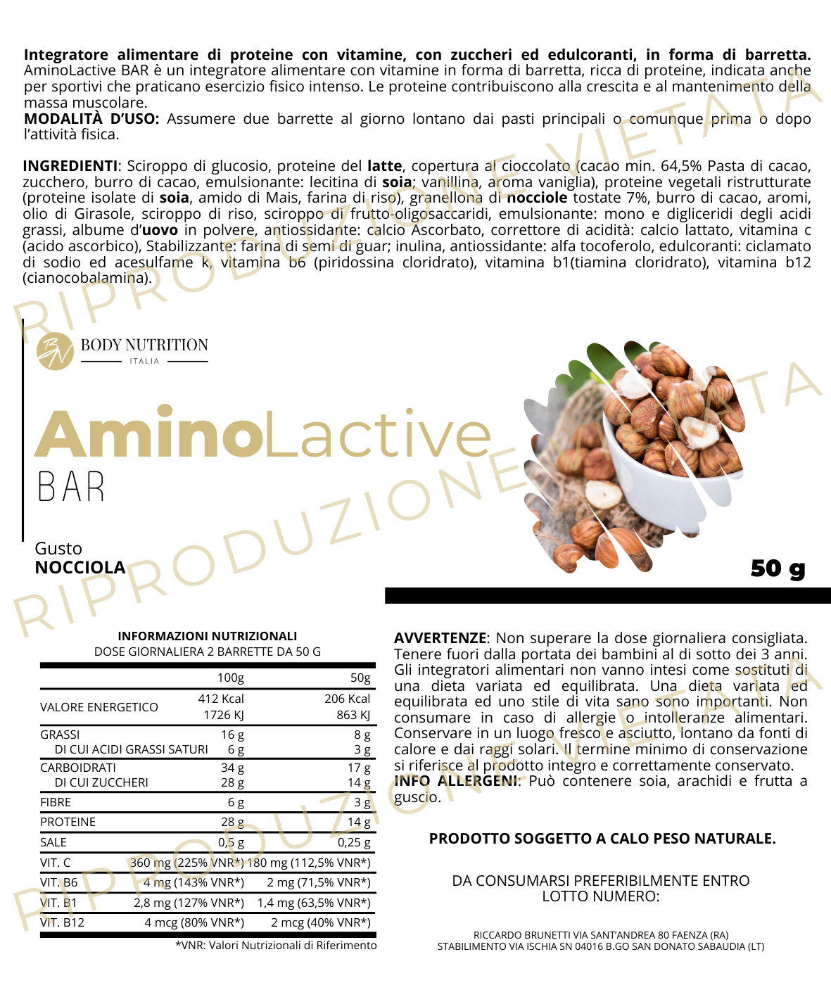 AminoLactive Bar Nocciola